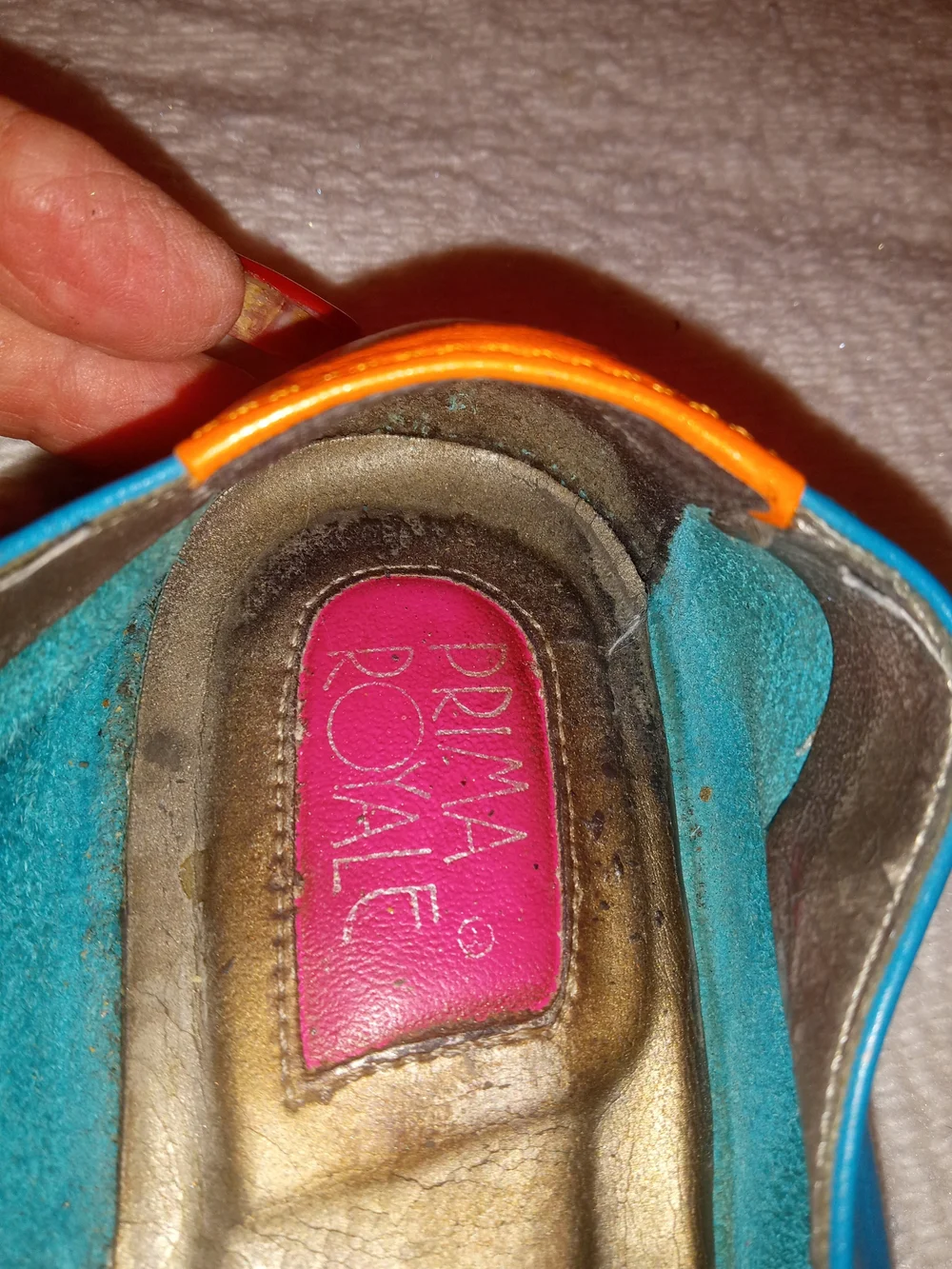 Prima Royale Bright Pink and Blue Women's Studded Slip-On Flats